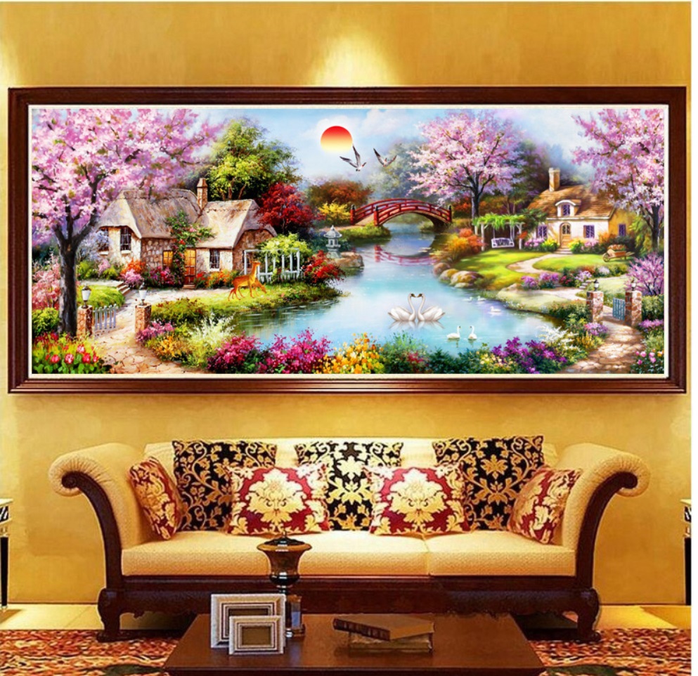 Tranh thêu chữ thập tổ ấm hạnh phúc mn0027-153x82cm