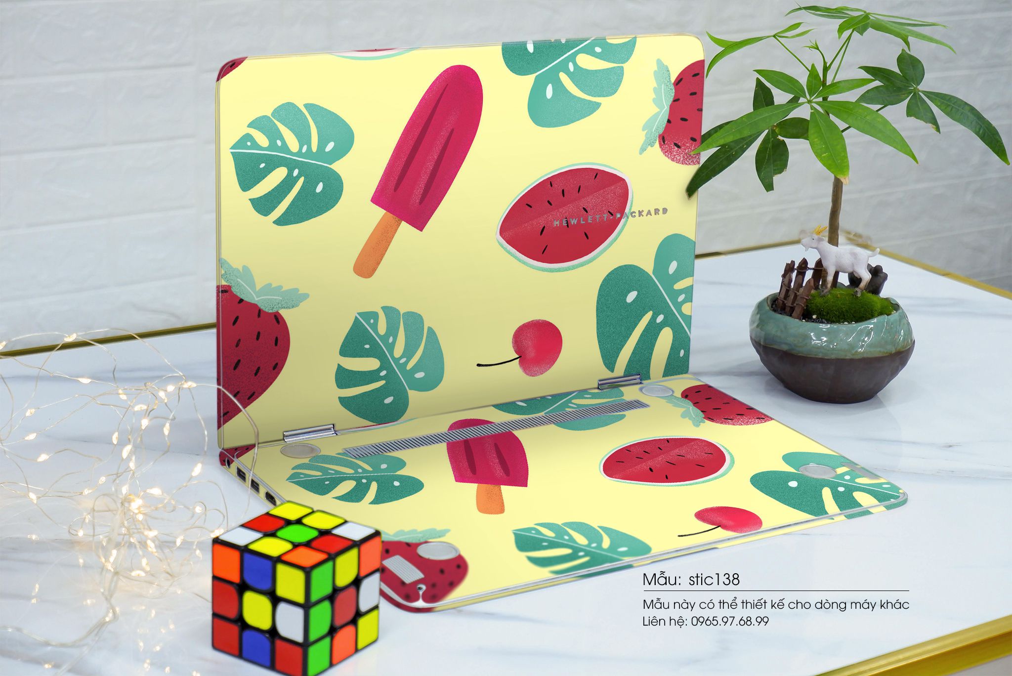 Decal Skin dán Laptop HP mẫu Hoa văn sticker (inbox mã máy cho shop)