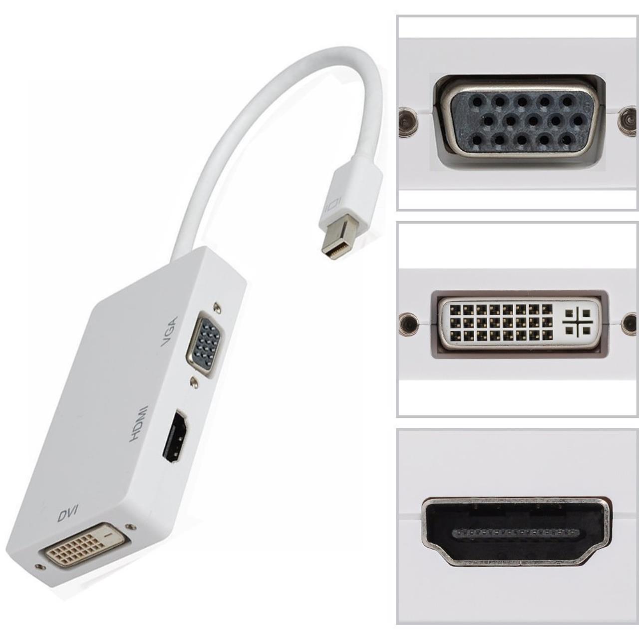 Cáp Chuyển mini Displayport to HDMI VGA DVI adapter (Trắng)