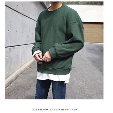 [ĐỦ SIZE] Sweater nỉ xanh rêu basic unisex cryaotic10
