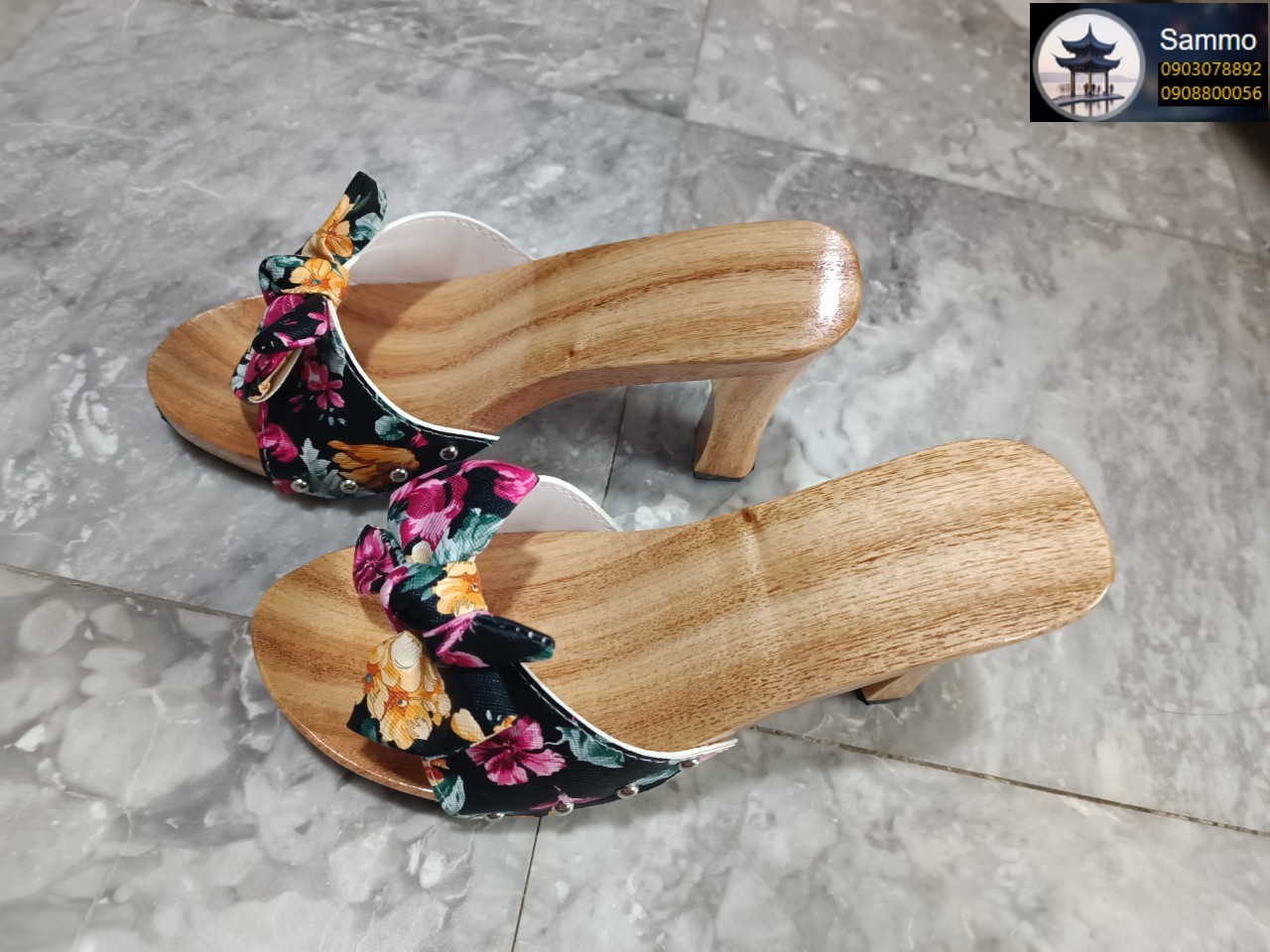 Guốc Gỗ Đế Vuông Cao 9 phân