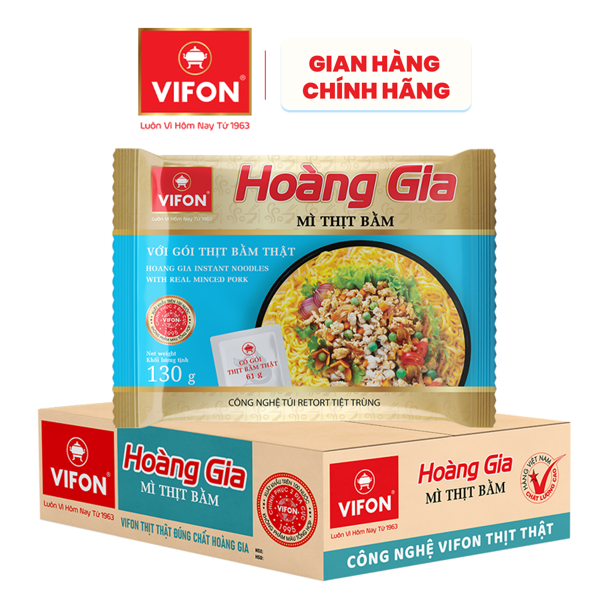 [MUA LÀ CÓ QUÀ] Set 5 gói/ Thùng 18 gói Mì Thịt Bằm Có Gói Thịt Bằm Thật Hoàng Gia VIFON 130gr