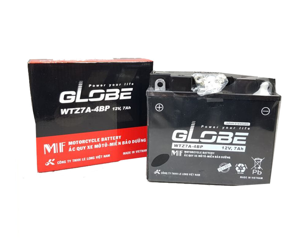 Ắc quy xe máy Globe 12V- 7Ah (WTZ7A-4BP)