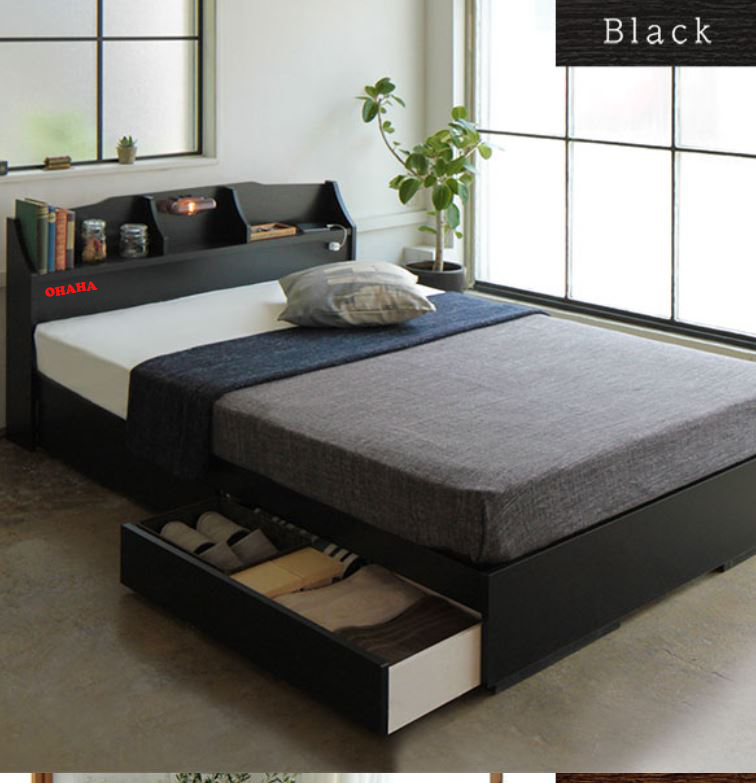 Giường ngủ gỗ công nghiệp cao cấp ohaha - gc035 black bed