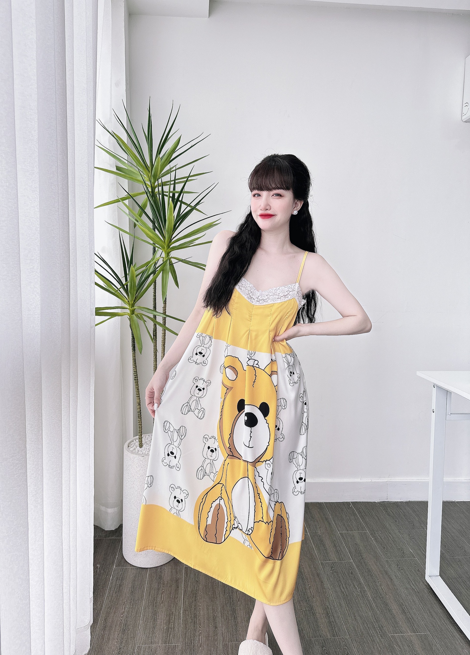 [HCM]VN1401 ĐẦM  XẾP LY HỌA TIẾT DỄ THƯƠNG
