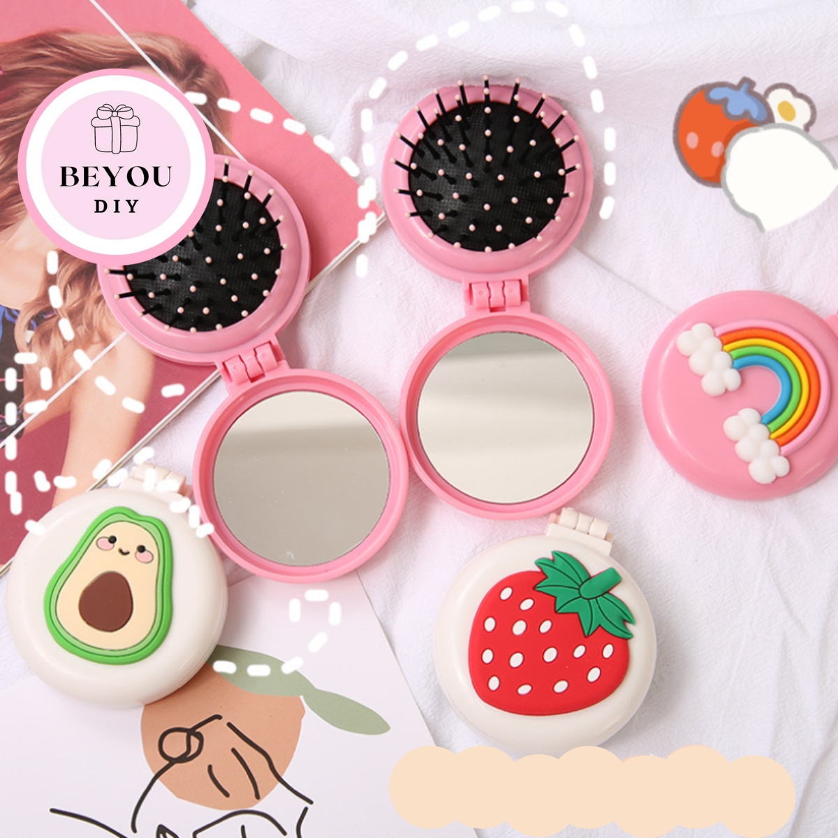 Gương Kèm Lược Gấp Gọn Dễ Thương - BEYOU