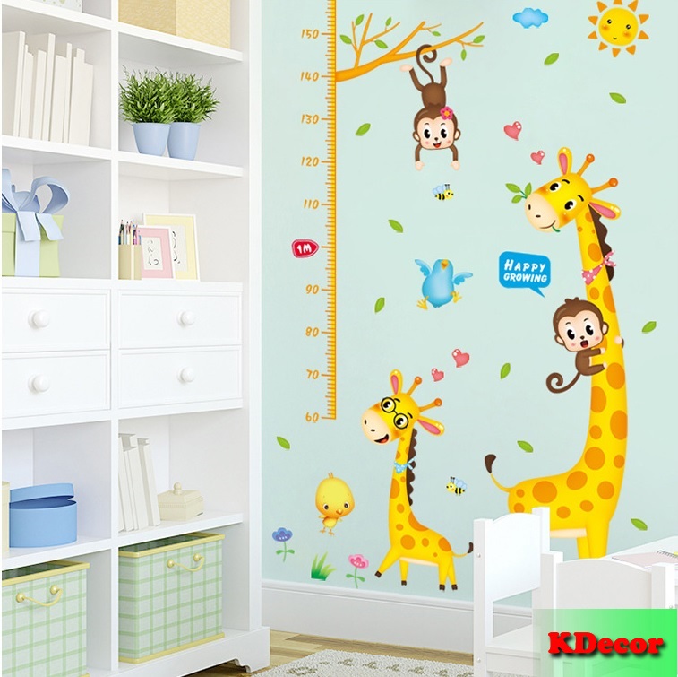 Decal dán tường Thước đo hươu vàng