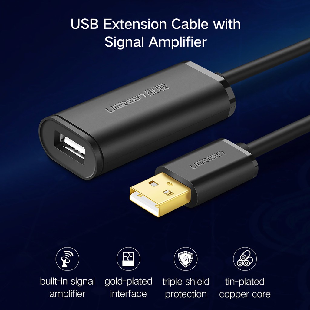 Dây USB 2.0 nối dài Active Có Chíp Ugreen US121 Cao Cấp