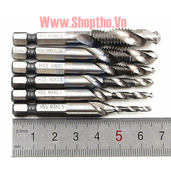 Bộ 6 Mũi Taro Ren Chuôi Lục Giác (Hss4341)