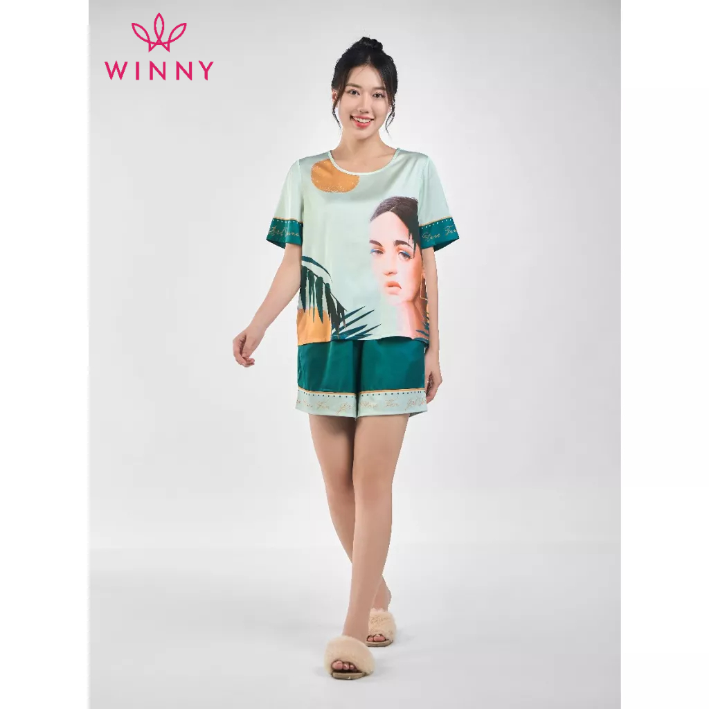 WINNY - Bộ đồ lụa cộc tay quần đùi mặc nhà 1MNSA23114C
