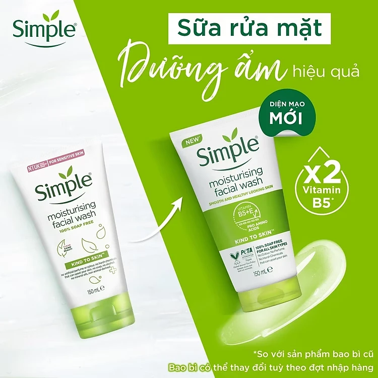 Sữa Rửa Mặt Simple Moisturising Facial Wash Dành Cho Da Khô và Da Nhạy Cảm 150ml