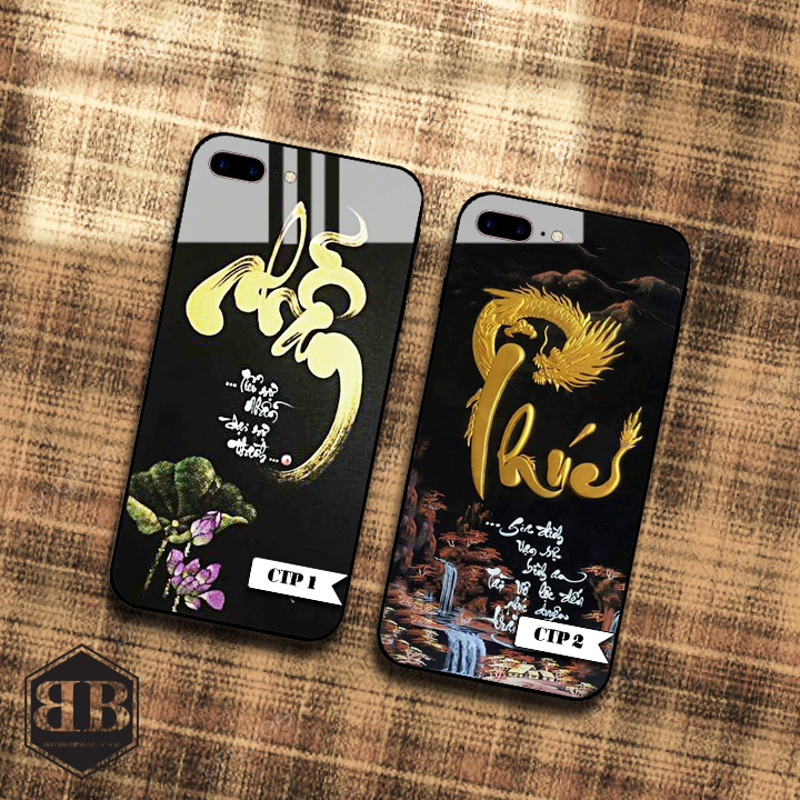 Ốp lưng kính cường lực iphone 7 plus / iphone 8 plus hình thư pháp