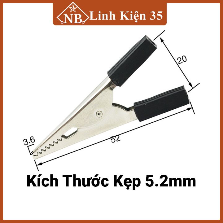 Kẹp cá sấu điện đuôi vuông đầu kẹp có răng cưa, chiều dài 3.5mm, 5.2mm