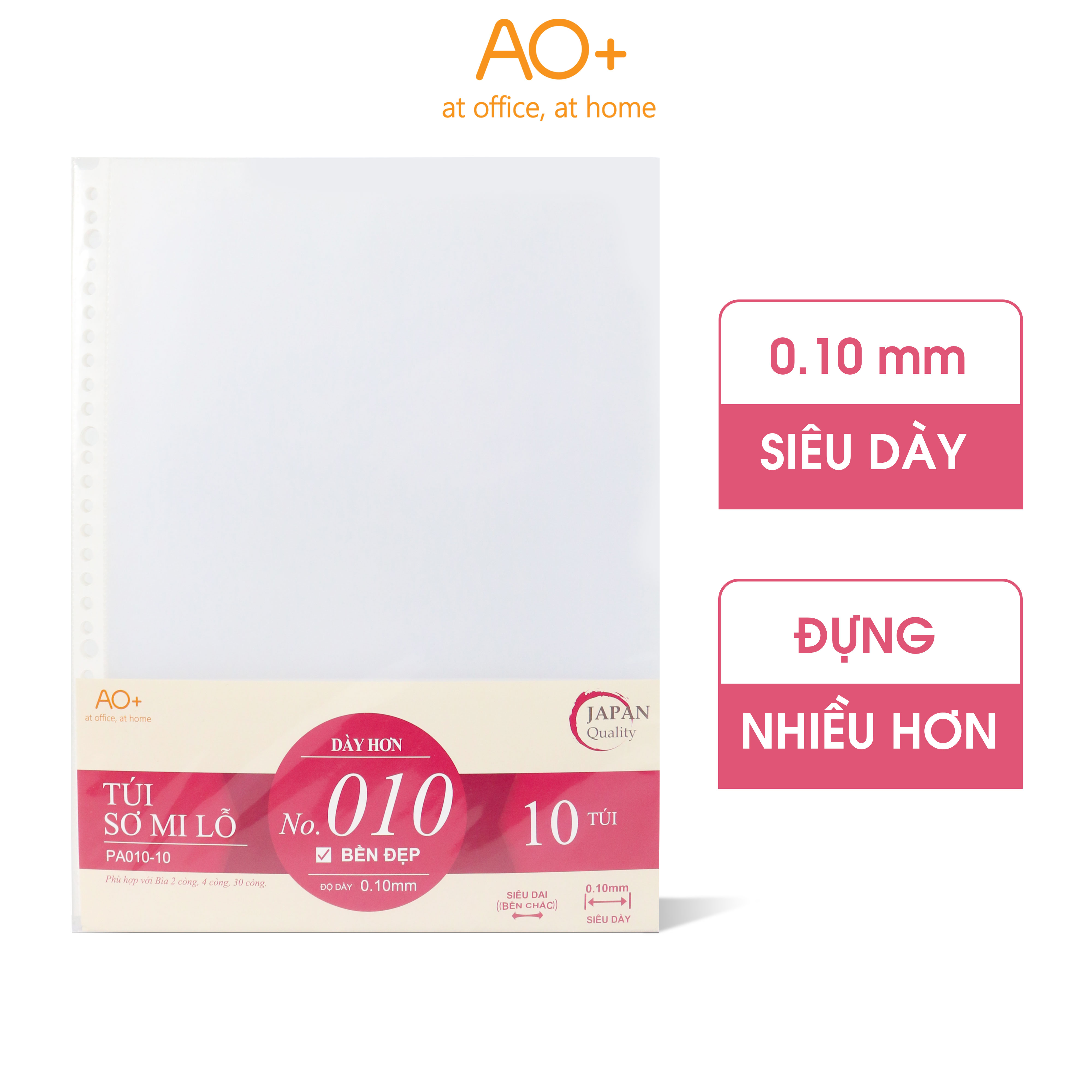 Bìa Lỗ Túi Sơ Mi Lỗ A4, AO+, Siêu dày 0.1 mm 30 lỗ Xấp 10 Cái