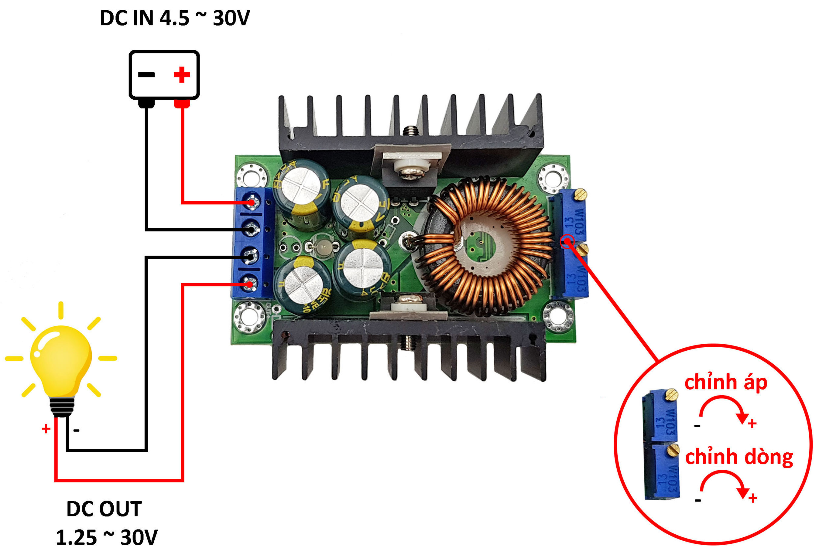 Mạch Giảm Áp DC 4.5-30V 12A