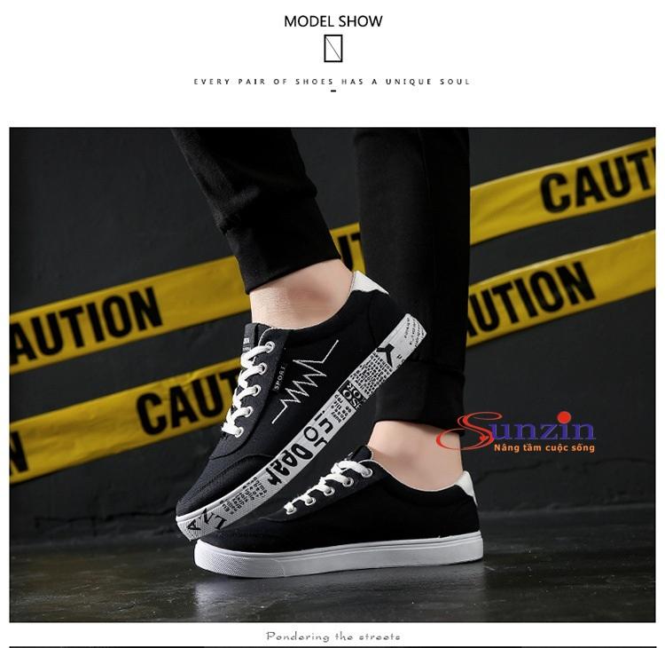 Giày sneaker nam HV051 phong cách Graffity (đen) size từ 39-44