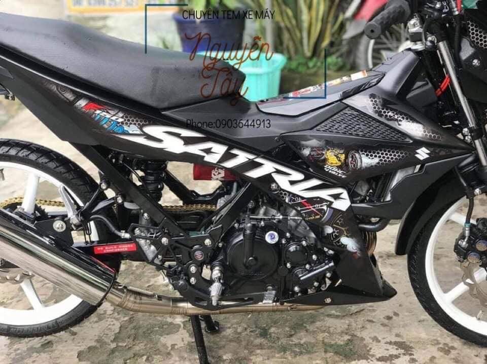 [HCM]Tem rời satria hoặc raider bản ba lớp in decal bóng cao cấp và bao bay màu trọn đời