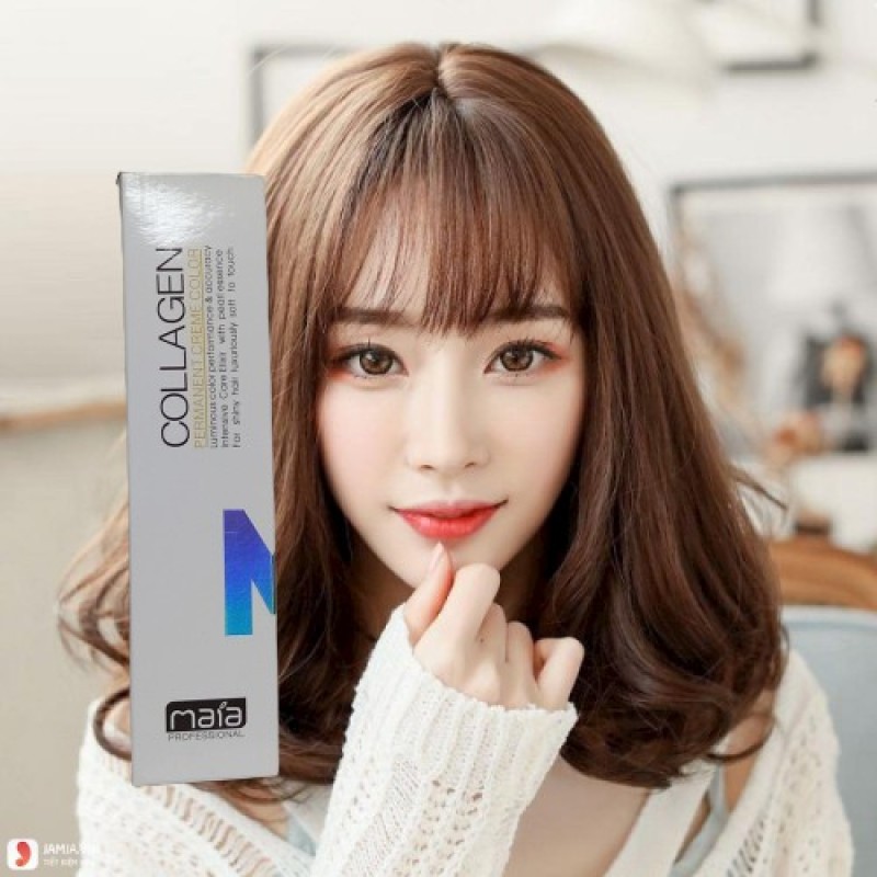 Combo Đầy đủ màu nhuộm Maia Nâu 8.0 kèm oxy dưỡng găng tay