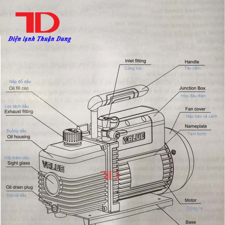 Máy hút chân không VALUE 9.0 CFM, dòng VE280, Điện Lạnh Thuận Dung