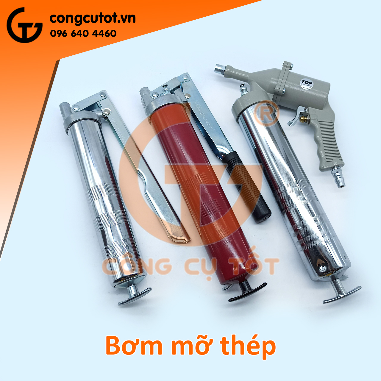 Bơm mỡ Standard bình thép trắng 300cc