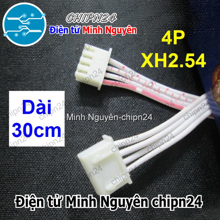 [2 sợi] (P24) Dây bẹ trắng 4P XH2.54mm 2 đầu cắm dài 30cm - HH001133