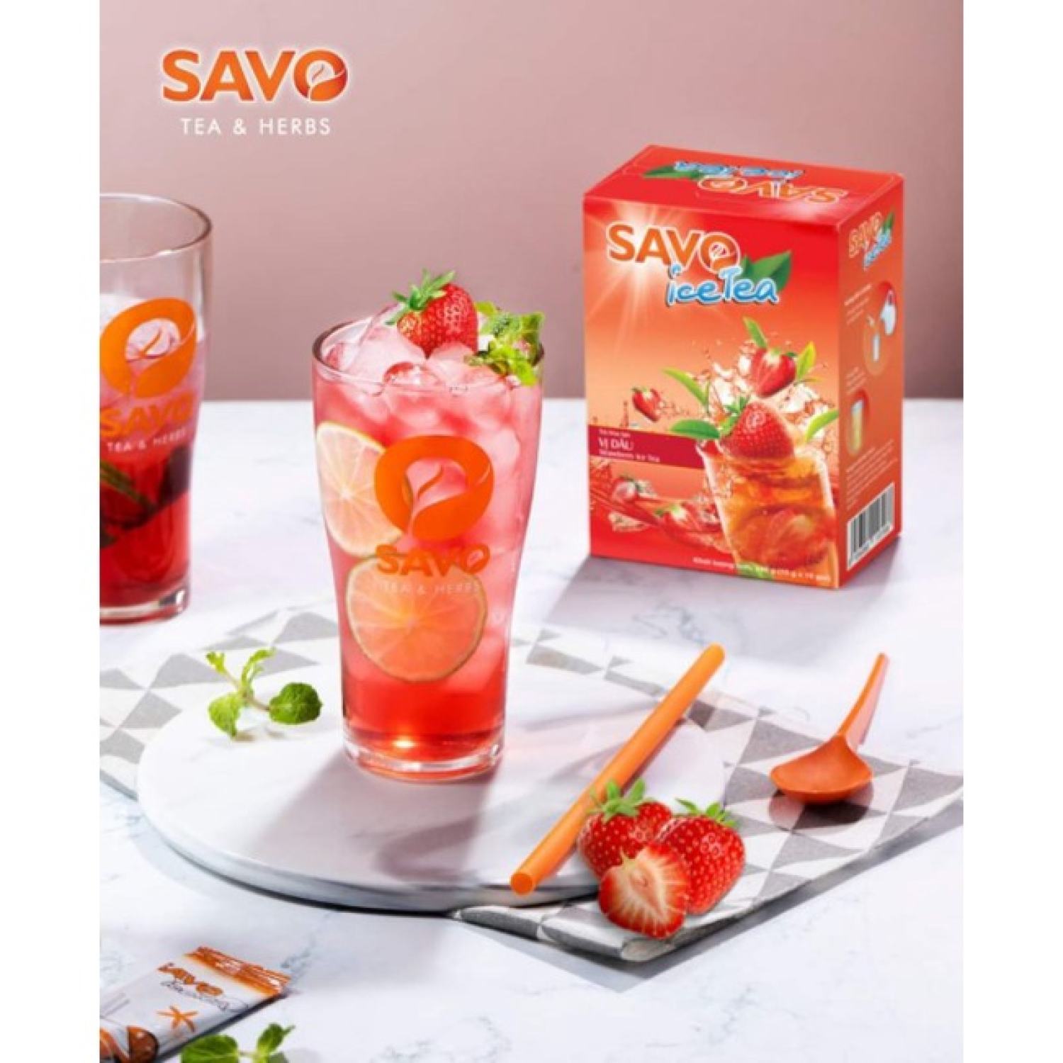 Trà dâu hòa tan SAVO (16 gói x 15g)