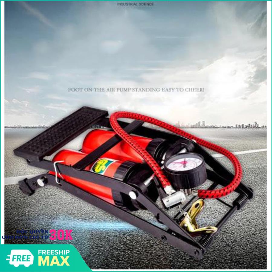 Bơm hơi dùng chân 2 ống nén khí High Pressure Foot Pump -Bơm hơi đạp chân mini 2 ống bơm ô tô xe máy - Bơm đạp chân mini dùng cho xe đạp, xe máy, ô tô