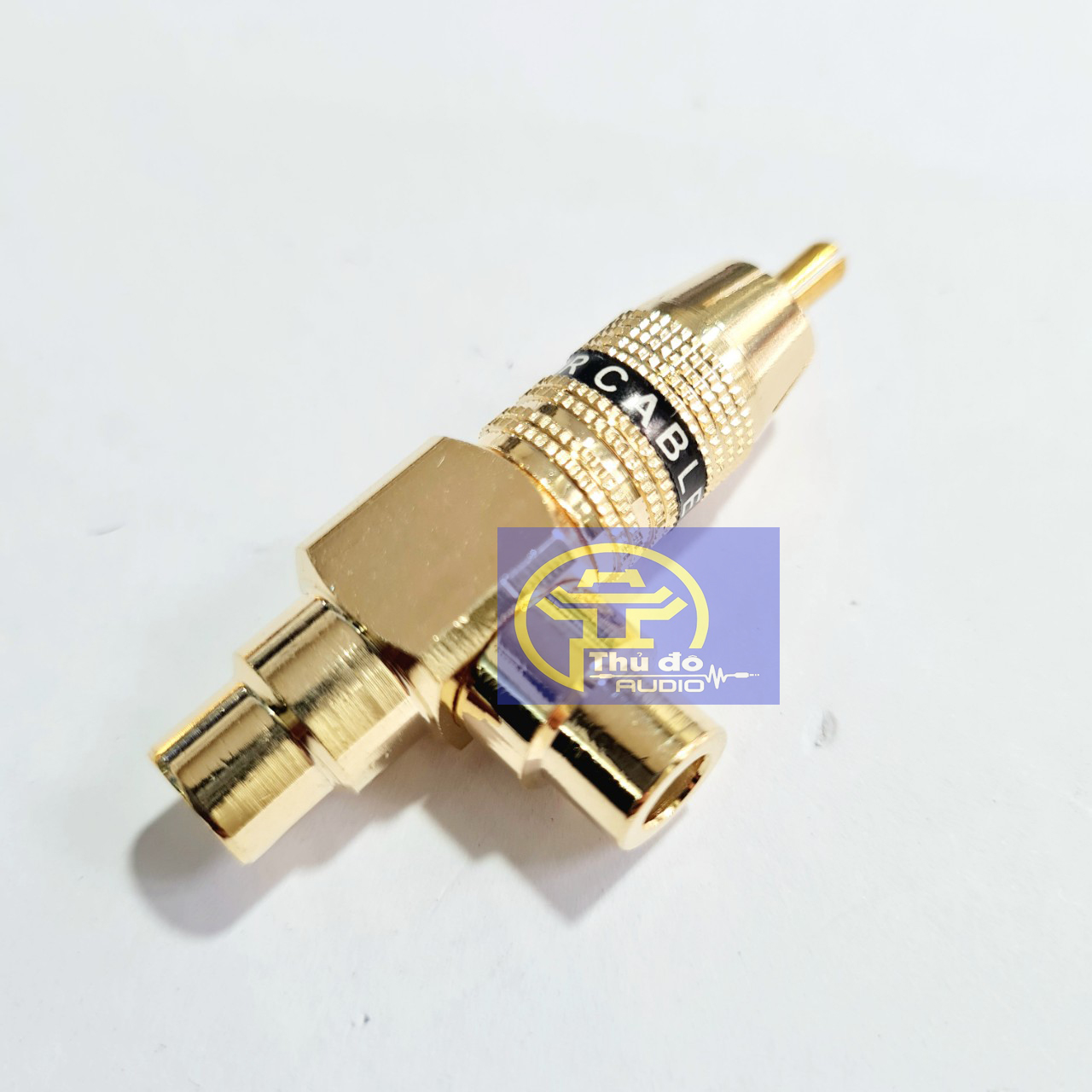 Jack chia AV 1 ra 2 Monster cao cấp chân vuông góc chuẩn đồng. Đơn giá 1 cái