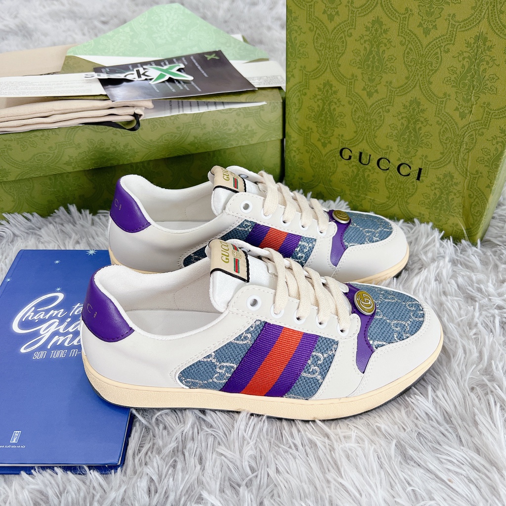 (FREESHIP+ QUÀ TẶNG)Giày Sneaker  GUCCI ST TÍM BẢN XỊN   [FREESHIP+ẢNH THẬT]  [Full Box] D&P HÀNG SIÊU CẤP