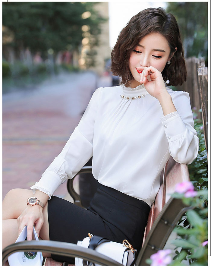 ÁO SƠ MI CỔ NHÚN ĐÍNH HẠT NGOCTRANSHOP- NT3300