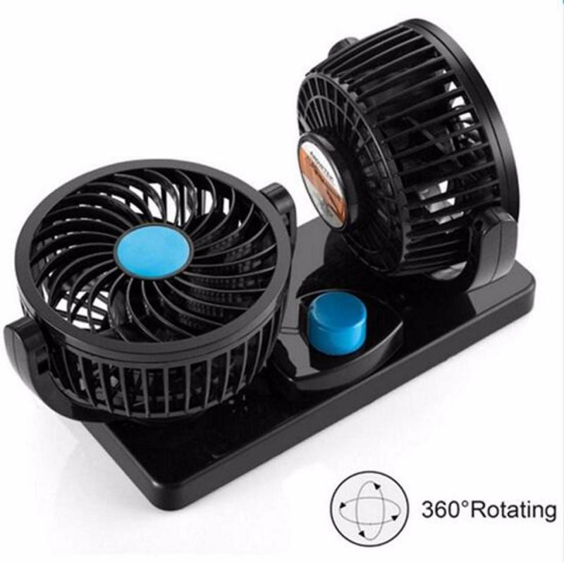 Quạt đôi xoay 360 độ trên ô tô Quạt mini đôi để trên xe ô tô tiện lợi (Giao màu ngẫu nhiên) Quạt Đôi Mini 12V Xoay 360 Dành Cho Xe Ô Tô