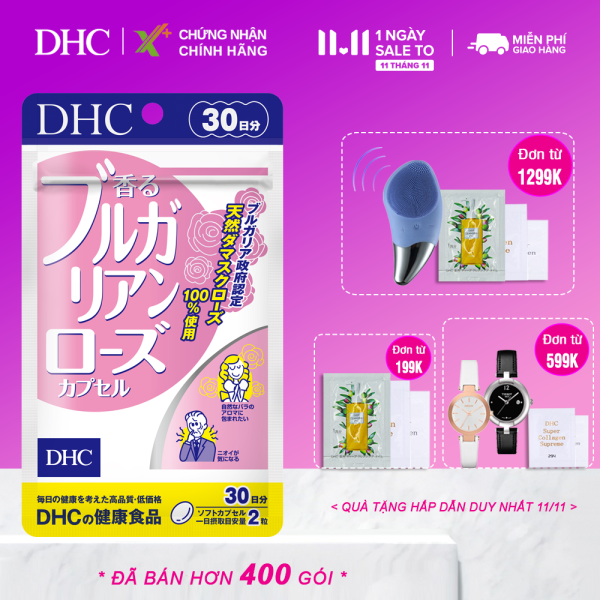 Viên uống hoa hồng DHC Nhật Bản thực phẩm chức năng tạo hương thơm cơ thể tự nhiên bổ sung vitamin E giúp chống lão hóa da 30 ngày XP-DHC-ROS30 cao cấp