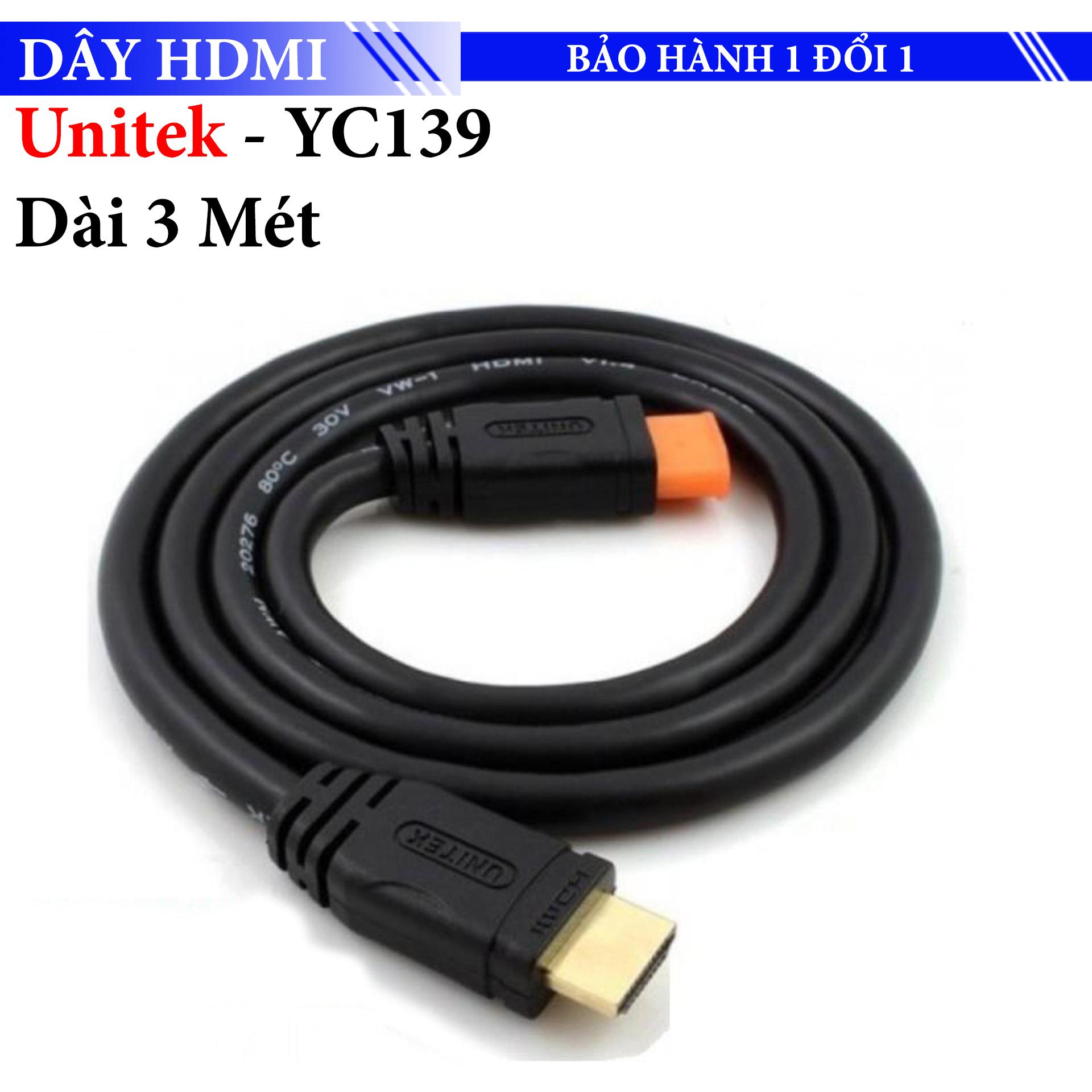Cáp tv máy chiếu hdmi 3 mét unitek yc-139
