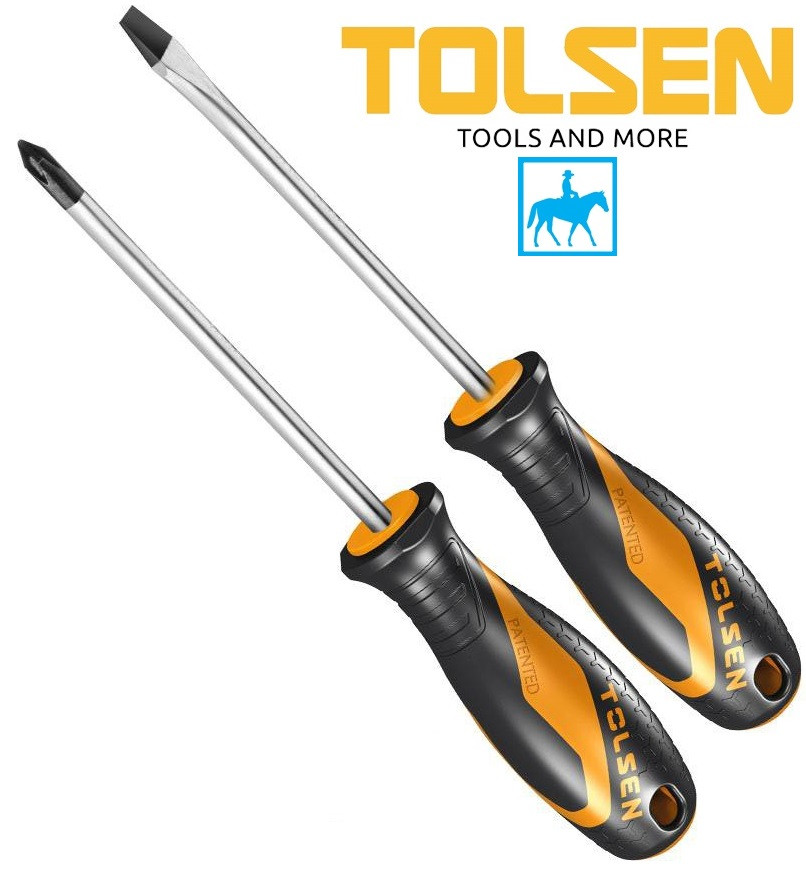 Bộ 2 tua vít đầu dẹp và bake PH2 6.5 Dài 210mm Thép CR-V Tolsen 20182
