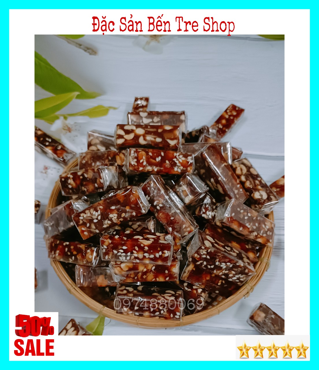 (FREESHIP) 1kg Kẹo chuối gừng cốt dừa Bến Tre