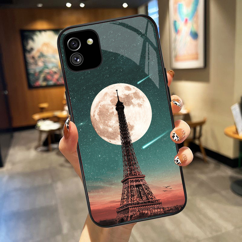 Ốp Lưng SAMSUNG GALAXY A03 mặt kính cường lực cao cấp, ốp đôi