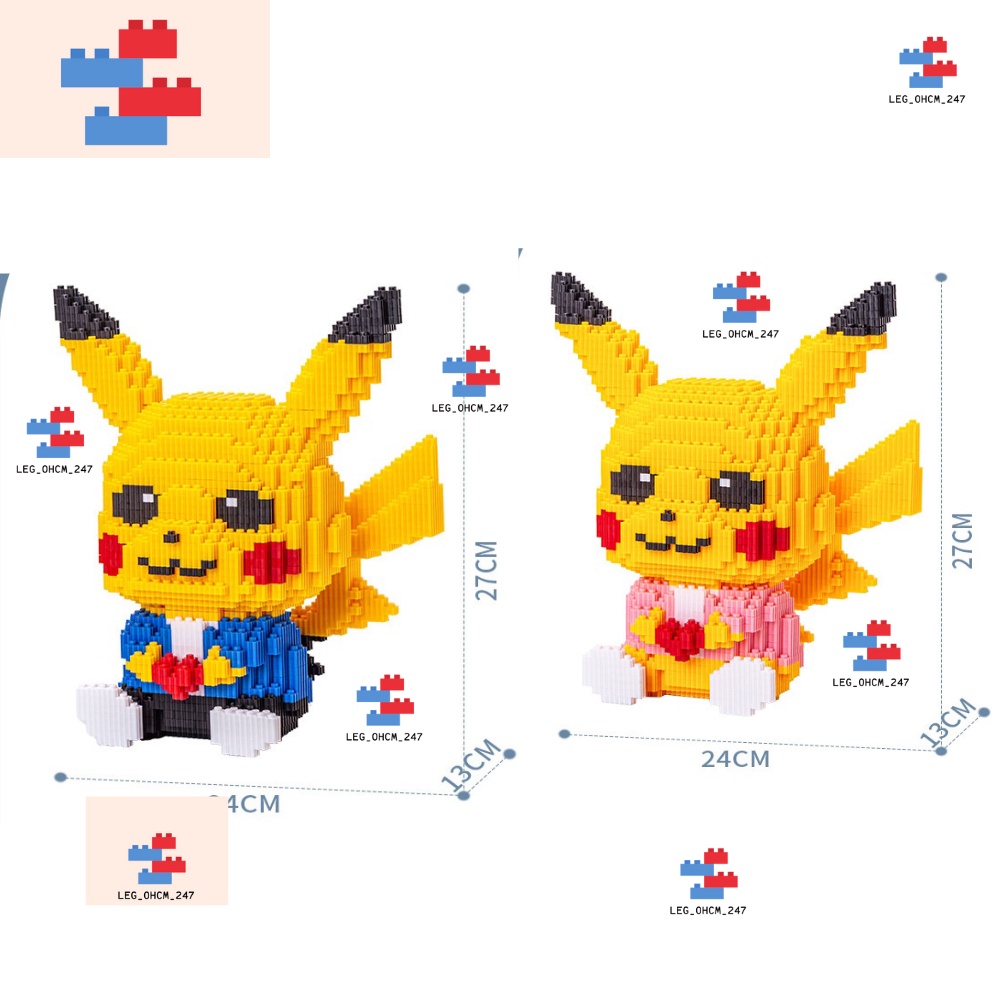 Lắp ráp Lego Cáo Nick và Thỏ Zootopia 35Cm, Lego Pikachu Combo 2 con trong 1 hộp tặng kèm búa