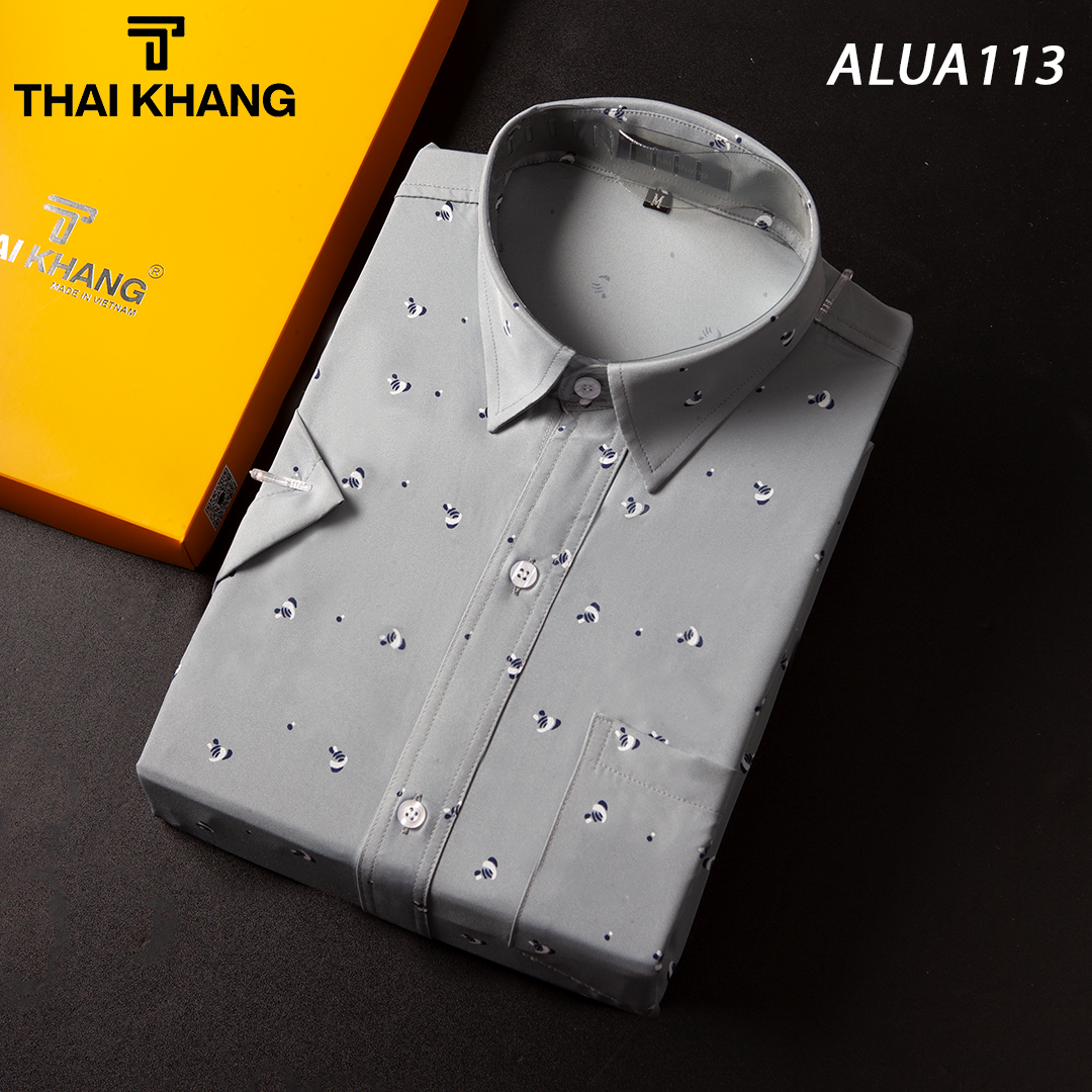Áo sơ mi nam trung niên THÁI KHANG vải lụa mềm mịn co giãn form rộng classic ALUA11