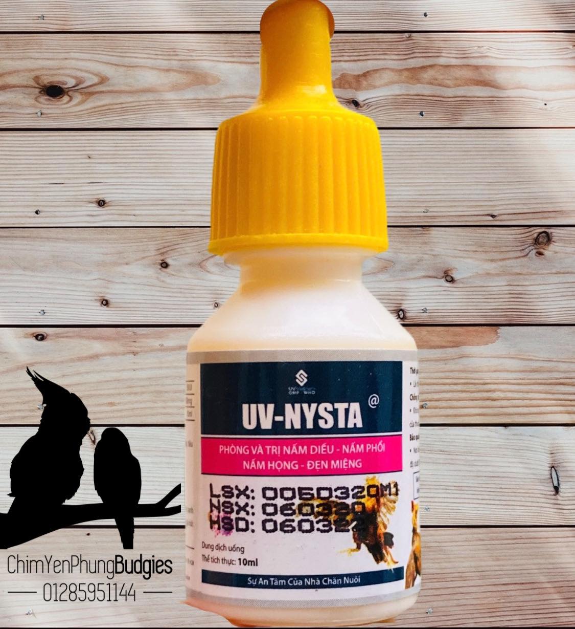 1 lọ Uv-Nysta chuyên tri nấm diều, nấm họng, đẹn cho Gà Đá.