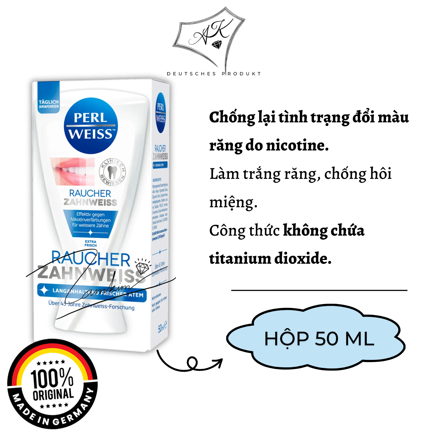 [ Hàng Đức ] Kem Đánh Răng Làm Trắng Nội Địa Đức - PerlWeiss