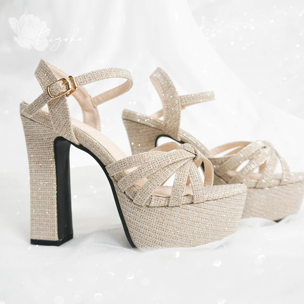 [HCM]Giày cưới Kiyoko sandal lấp lánh cao gót 13cm