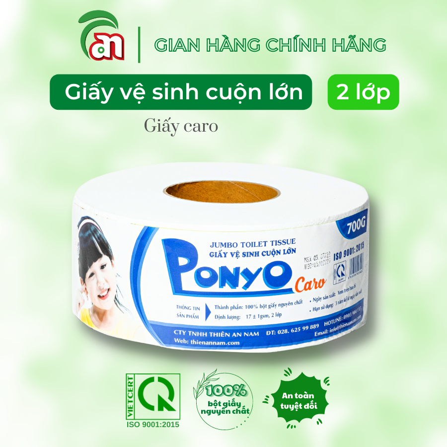 Giấy vệ sinh lụa cuộn lớn đa năng PONYO JB700 2 lớp 700g