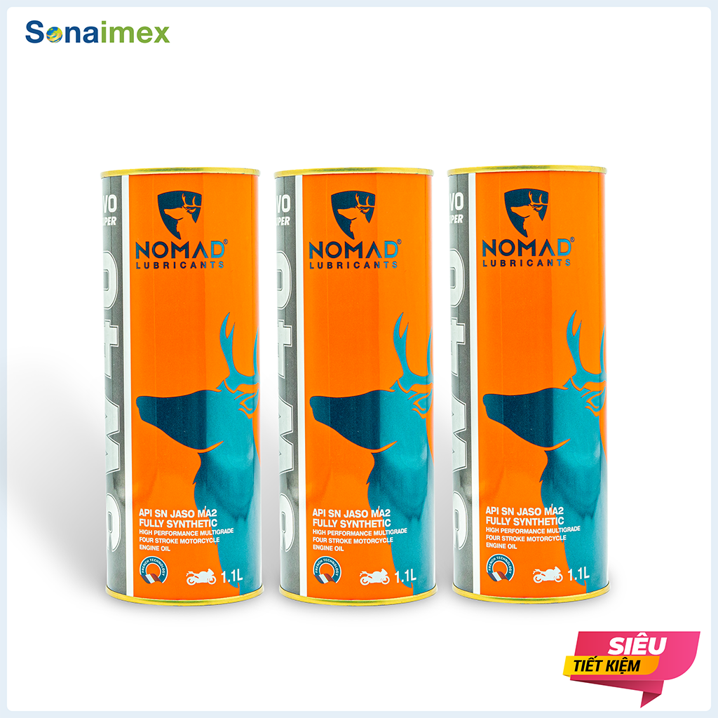 Combo 3 Lon Nhớt NOMAD 5W40 1.1 Lít Cho Winner, Exciter, Sonic, Motor – Nhớt Full Tổng Hợp Toàn Phần Xe Côn Tay, Motor, Nhớt Đi Tour (Dubai, Xanh Dạ Quang)