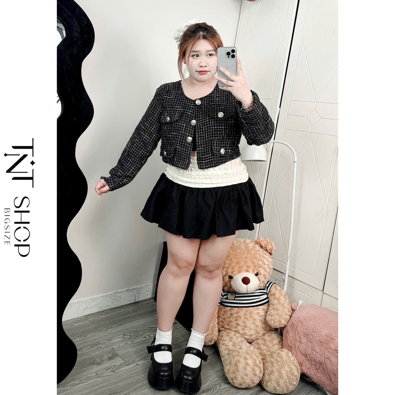 ÁO KHOÁC DẠ TWEED NẮP NÚT [TNT SHOP BIGSIZE 60KG 90KG] Nữ Women