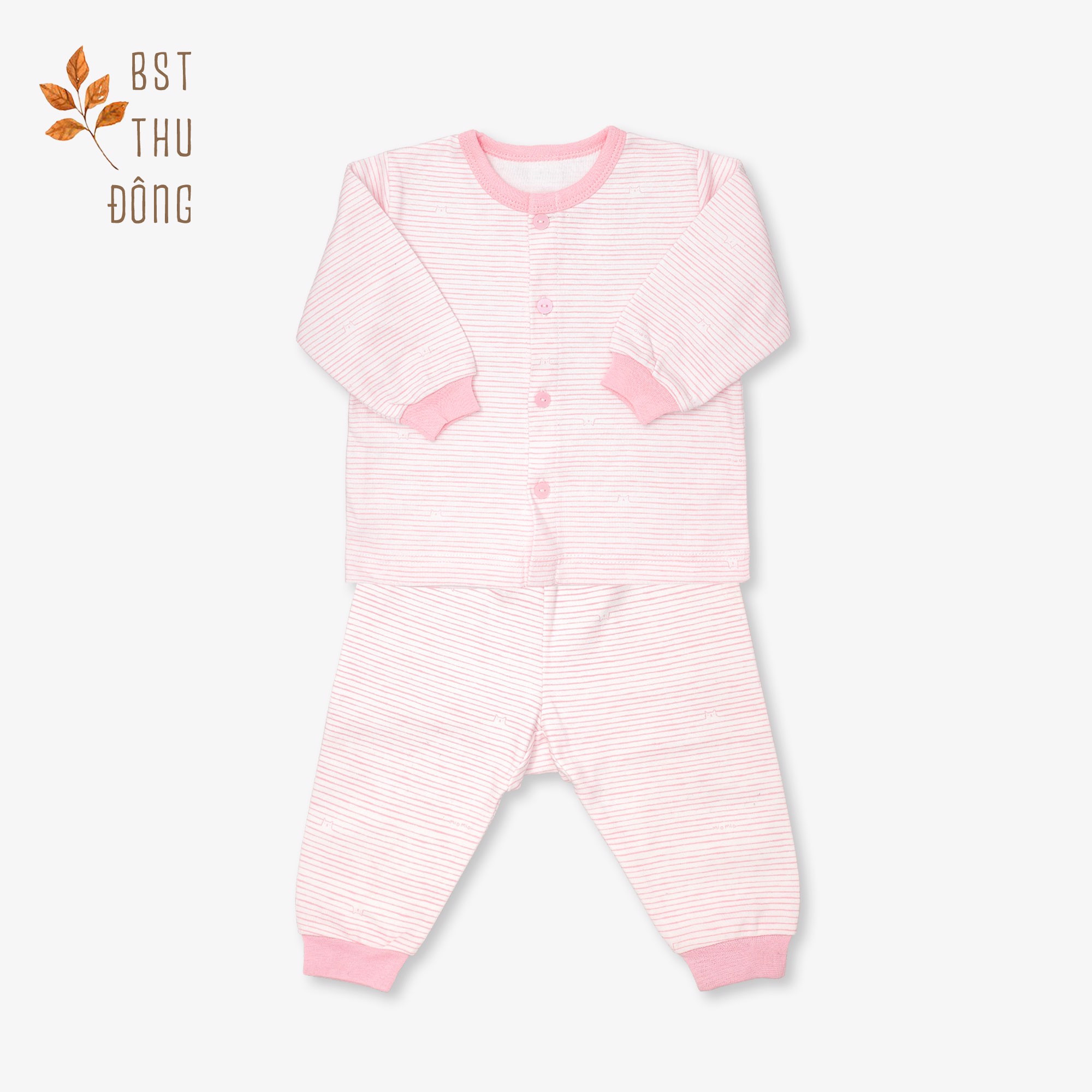 Bộ quần áo sơ sinh thu đông, nút giữa miomio - cho bé trai, bé gái , vải interlock cotton