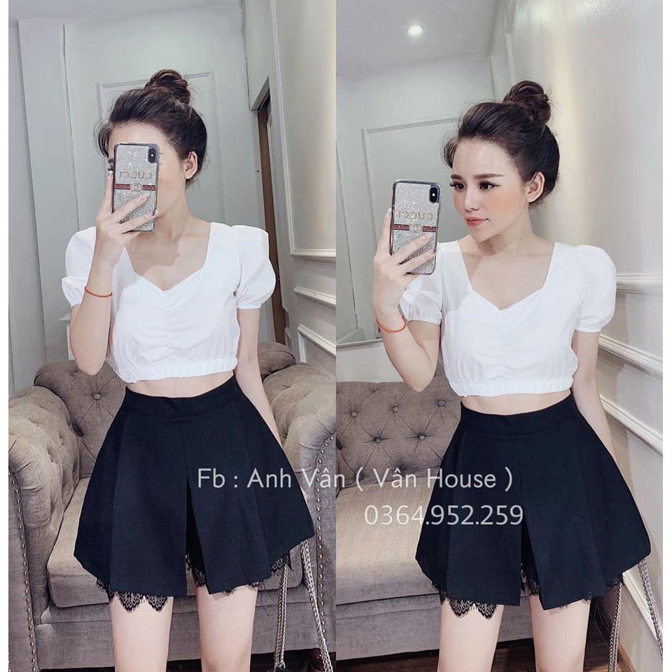 QUẦN SHORT GIẢ VÁY PHA REN SIÊU XINH