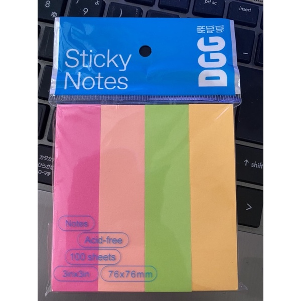 Giấy note/giấy ghi chú dạ quang neon sticky notes chia 4 màu