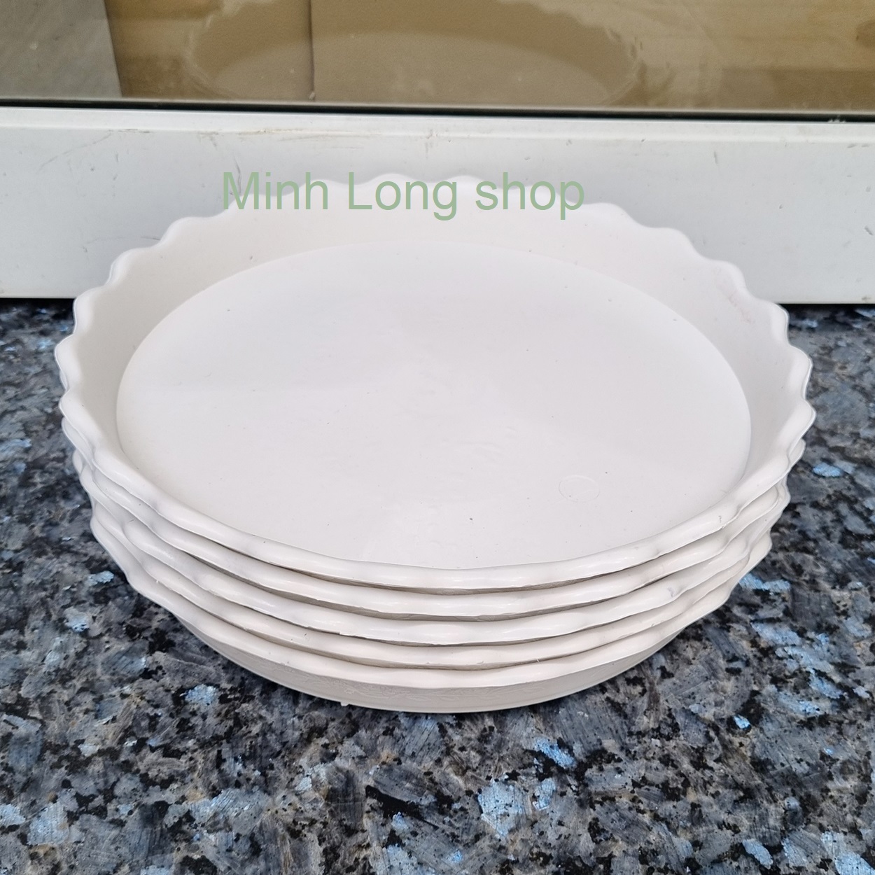 Bộ 5 đĩa lót chậu cây lớn màu trắng đường kính 30cm