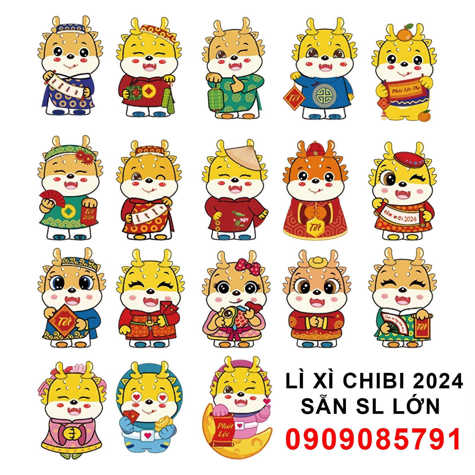 [HCM]Bao lì xì chibi hoạt hình 2024 siêu hot ( sét 10 bao 10 hình khác nhau)