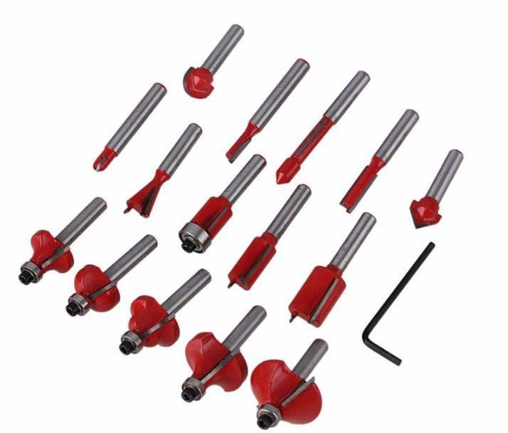 Bộ mũi phay gỗ 12.7mm 15 món